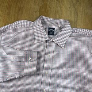 Brooks Brothers Men's Dress Shirt 19 36/37 Pink Check Gingham Big And Tall